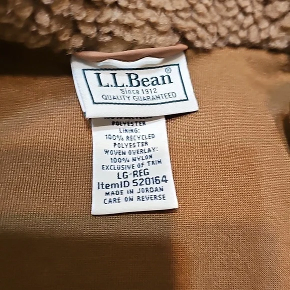 L.L. Bean Sherpa Fleece Coat In Hazelnut Large - Picture 8 of 13